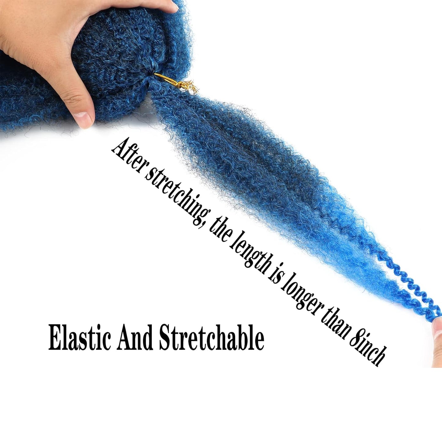 Marley Braiding Hair - 8-Inch Short Afro Kinky Twist Crochet Braids | Ombre Synthetic Fiber Extensions (1B-Blue)