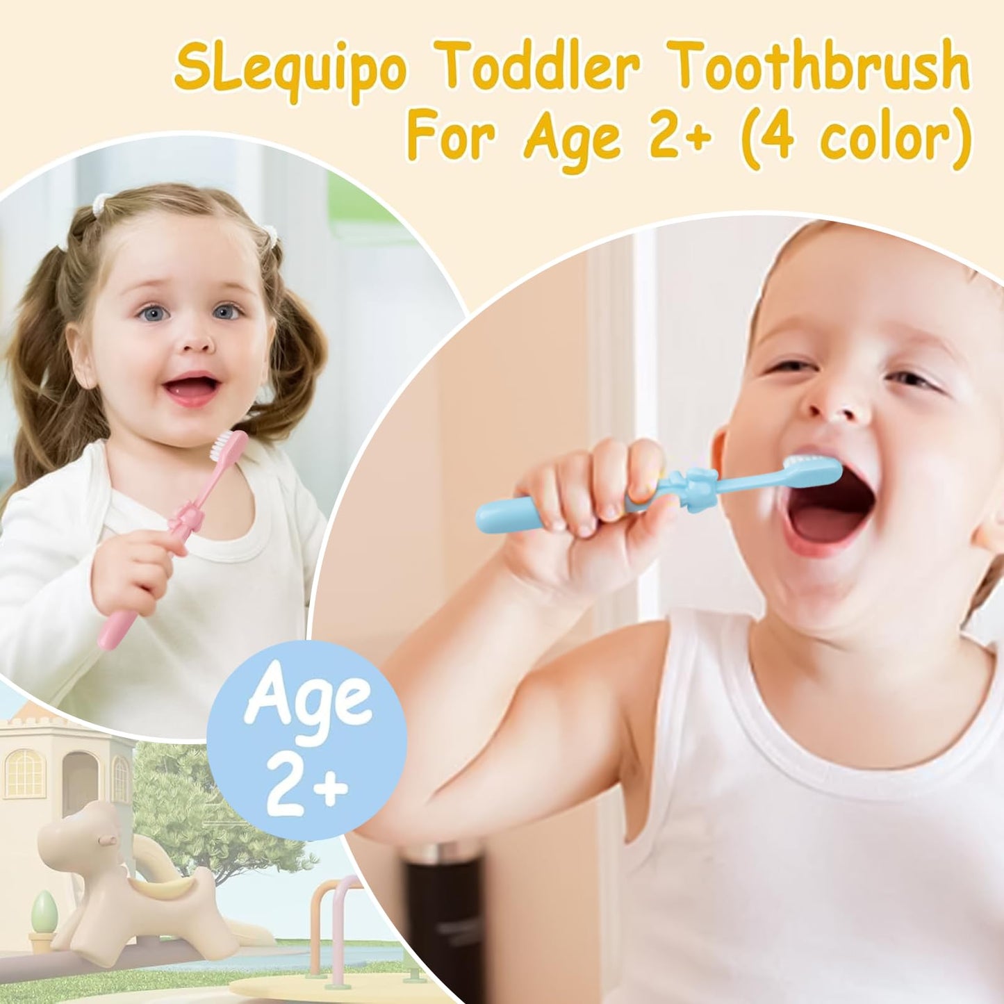 SLequipo 100 pcs Bulk Disposable Kid Toothbrushes Individually Wrapped, Toothbrushes Kids Toothbrush for Age 2+ Toddler Children Toothbrush Set Soft Bristles Boys Girls