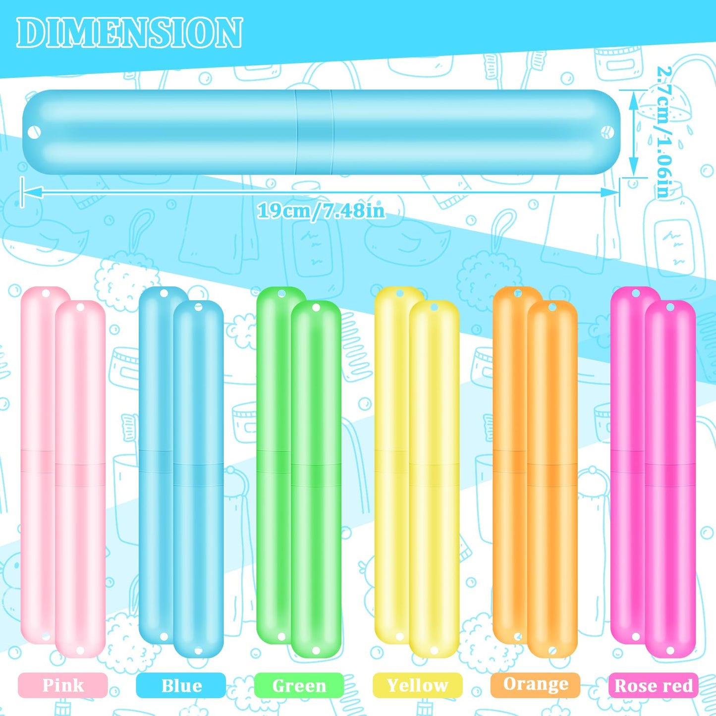 SIKEMAY 100 PCS Travel Toothbrush Holder Bulk, Back to School, Classroom Pencil Case for Kids, Toothbrush Case Cover for Travel, Bathroom, Indoor, Outdoor, Trip, Camping, School