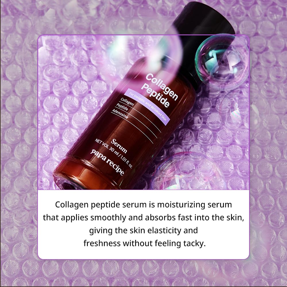 Papa Recipe Collagen Peptide Serum, Hydration & Moisture Boosting Facial Serum for Fine Lines & Wrinkles, Plump & Firm Sagging Skin, 30ml/1.01oz, Korean Skincare