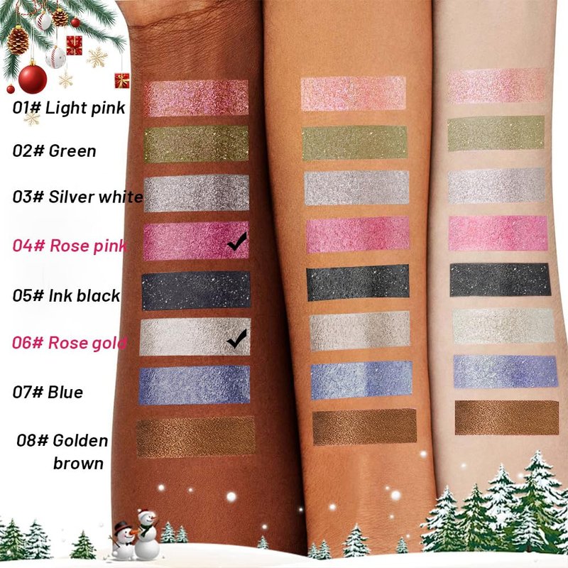 HHLTOH Pressed Single Eyeshadow Makeup, Sparkle Highly Pigmented Monochrome Eye Shadow Palette, Waterproof Neutral Powder, sombras para ojos, Lightweight Blendable, #04 Rose Gold+#06 Champagne Gold