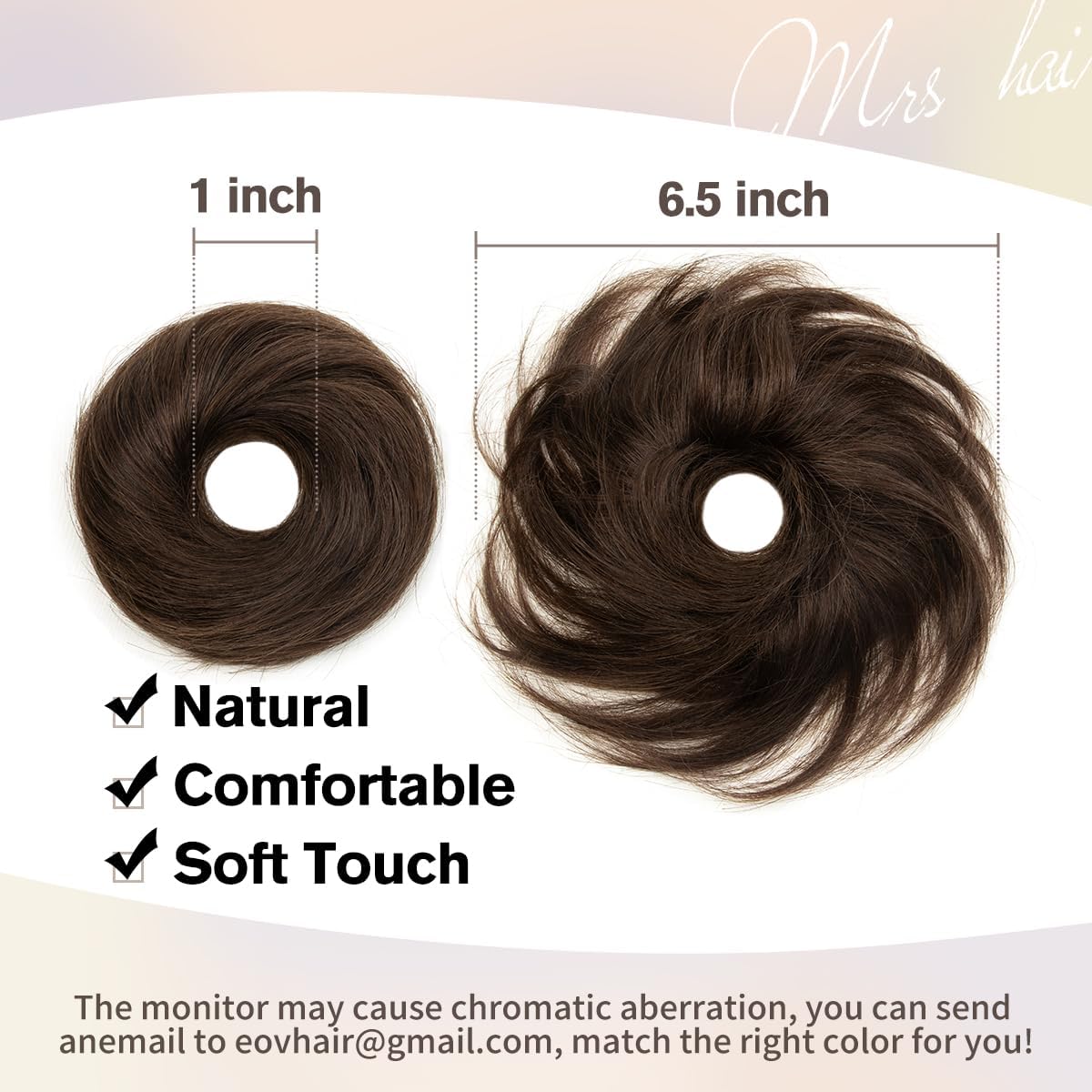 Messy Bun Hair Piece - 2 PCS Dark Brown Soft Fluffy Scrunchies for Easy Updos | Ideal for Women & Kids