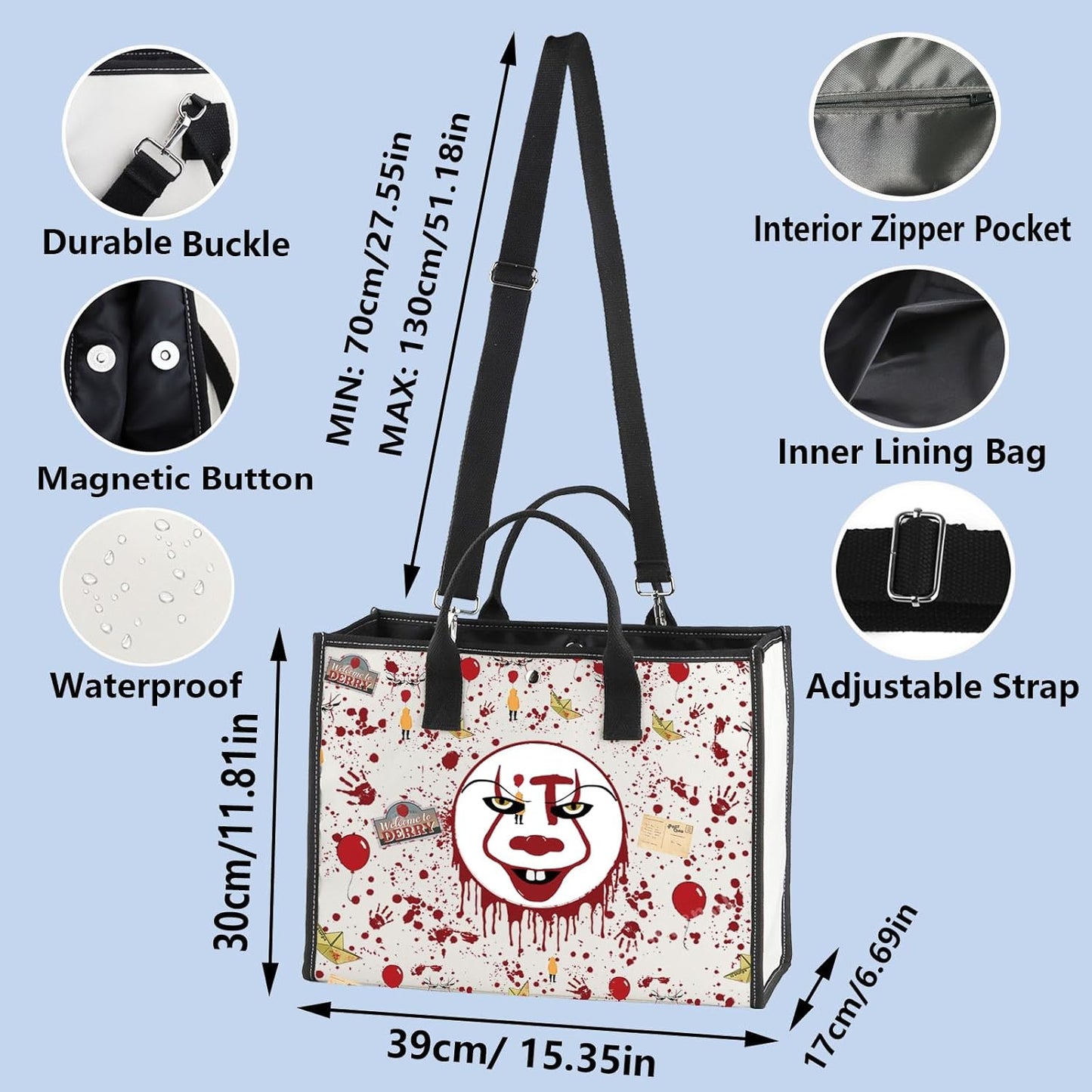Horror Clown Makeup Bag - Zipper Pouch for Cosmetic Storage | Perfect Gift for Horror Movie Fans