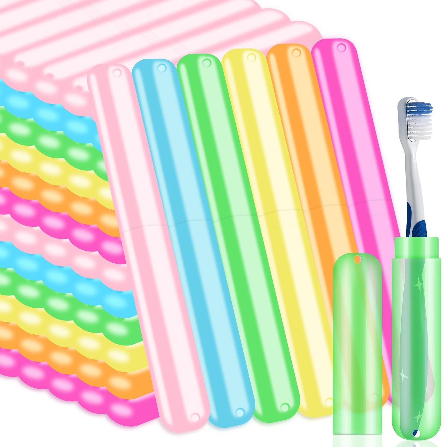 SIKEMAY 100 PCS Travel Toothbrush Holder Bulk, Back to School, Classroom Pencil Case for Kids, Toothbrush Case Cover for Travel, Bathroom, Indoor, Outdoor, Trip, Camping, School