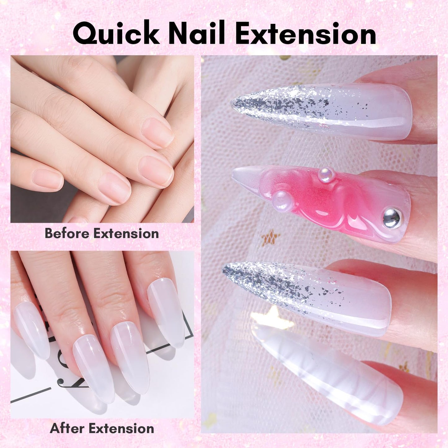 Makartt Poly Nail Gel: Clear 50ML Gel Builder for Natural-Looking Strengthener 3D Molding Gel for Trendy Nail Art-Long-Lasting and Easy to Use Supplies