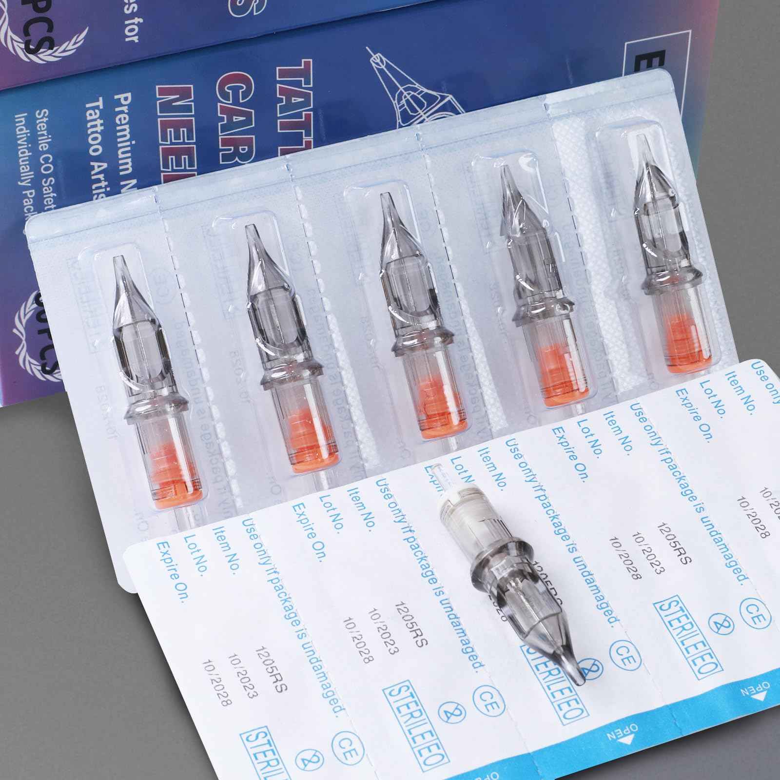 EIPTWH 50PCS Assorted Tattoo Cartridges Needles,#12RL RS M1 Round Shader Mixed Size Tattoo Gun Cartridges Needles-5x(1RL 3RL 5RL 7RL 3RS 5RS 7RS 5M1 7M1 9M1) Disposable Tattoo Needles with Membrane