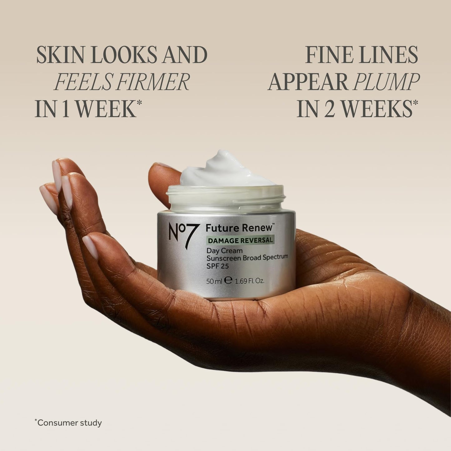 No7 Future Renew Damage Reversal Face Cream with SPF 25 - Anti Aging Face Moisturizer with Skin Firming Benefits - Formulated with Peptide Technology to Protect, Repair & Intensely Hydrate (1.69 Oz)