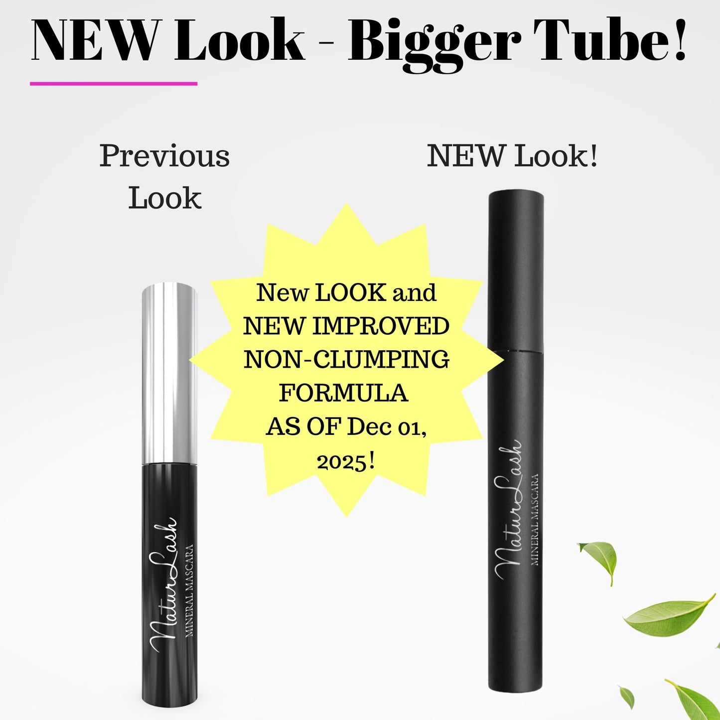 Fifth & Skin NATURLASH Natural Mascara (BLACK) Hypoallergenic for Sensitive Eyes – New Formula - New Packaging! Vegan - Cruelty, Gluten, Nut & Paraben Free - Nourish Your Lashes