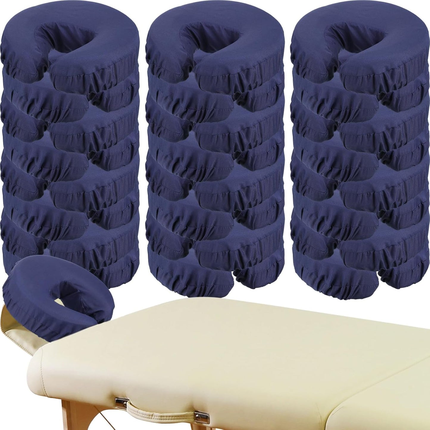 Macarrie 24 Pcs Face Cradle Covers - Soft Microfiber Massage Table Headrest Sheets | Oil-Proof Navy Blue