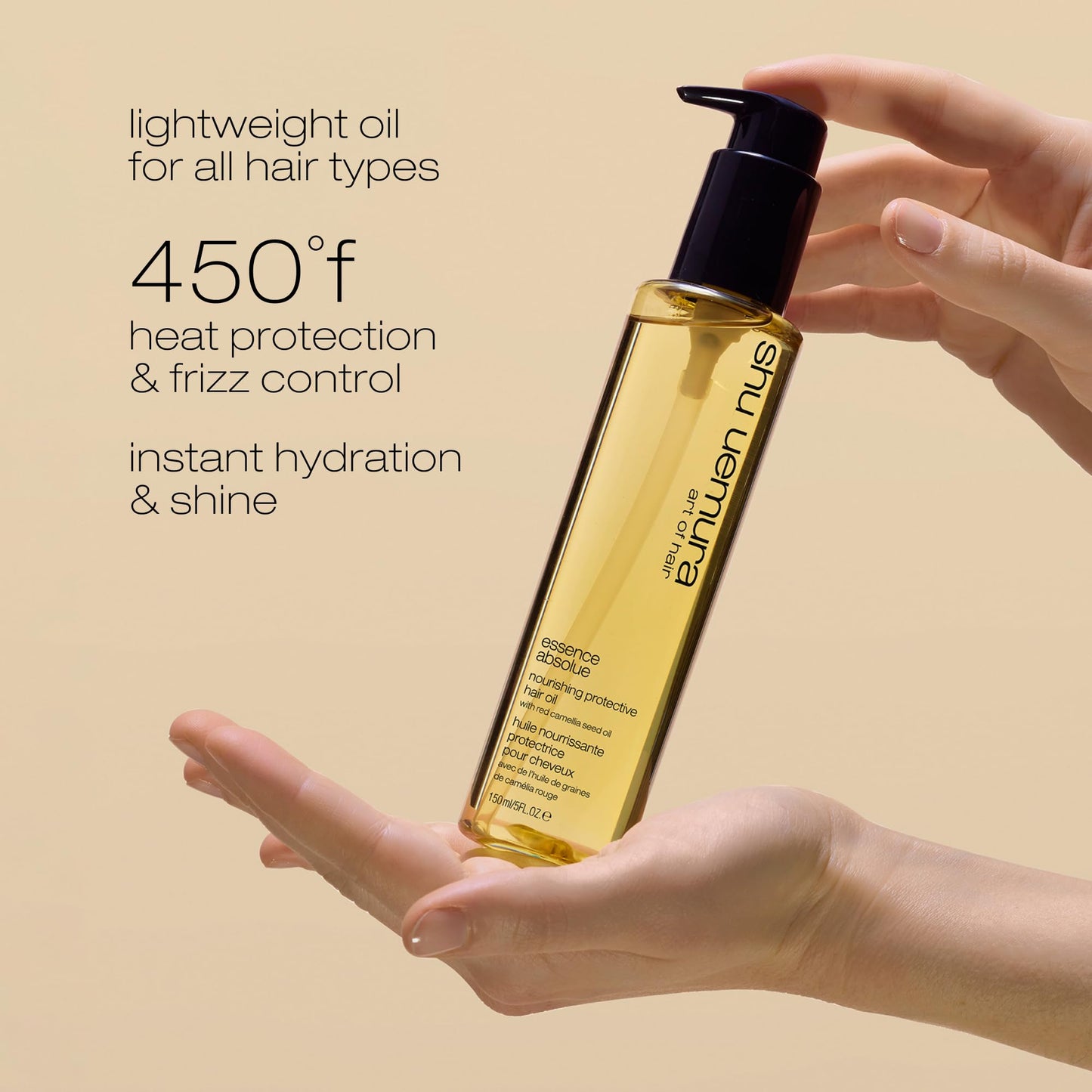 shu uemura art of hair Essence Absolue Nourishing Protective Hair Oil - Lightweight Multi-Benefit Leave In Treatment, Hydrates, Adds Shine, and Reduces Frizz with Heat Protection, 1.69 Fl Oz