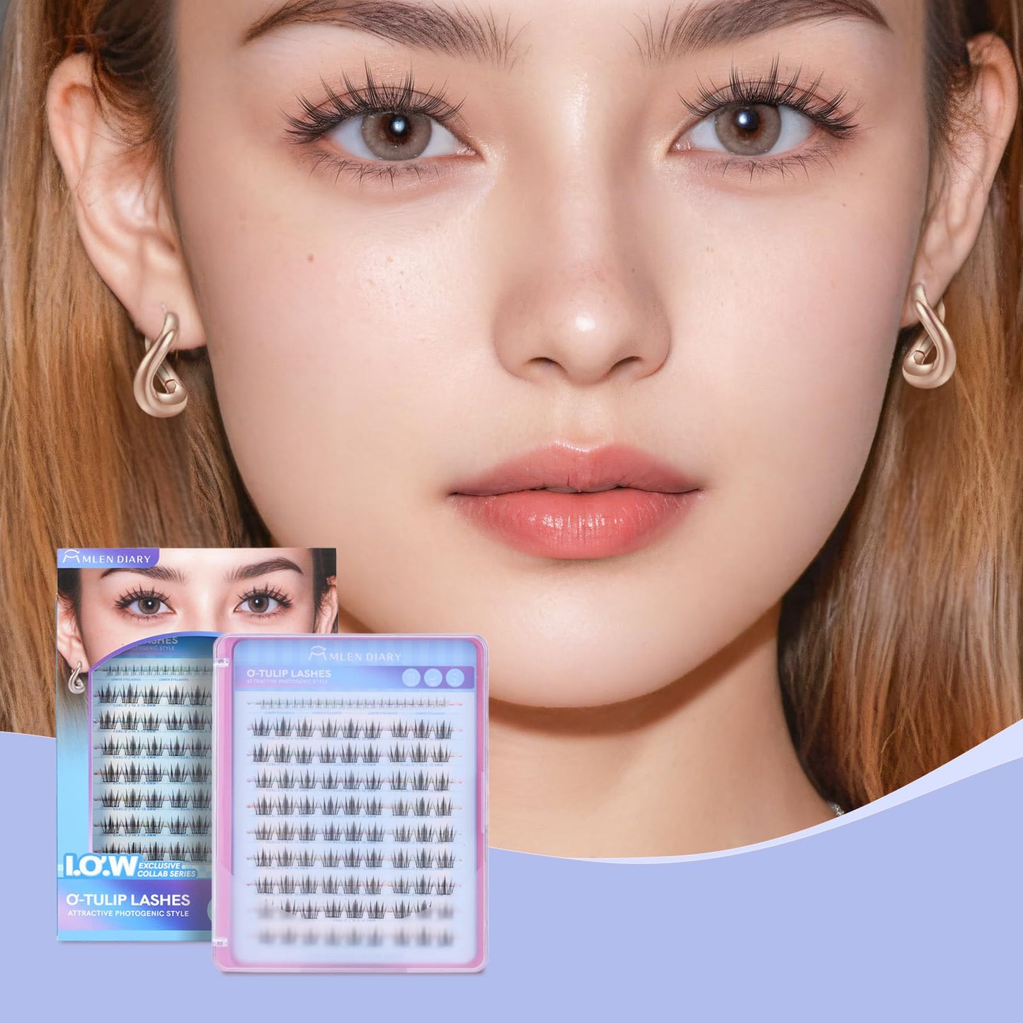 MLEN DIARY Natural C Curl Eyelash Clusters O-Tulip 10.5-13.5MM 105pcs Wispy Lash Clusters Kit Short Lightweight Handmade PBT Fiber for Bigger Eyes (O-Tulip 10.5-13.5MM)