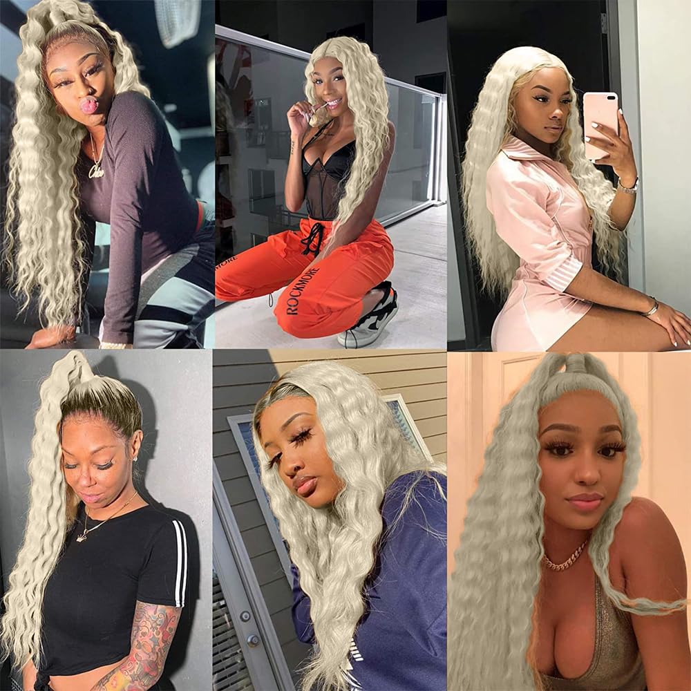Platinum Blonde Deep Wave Human Hair Bundles - 16, 18, 20 Inch | Unprocessed Brazilian Virgin Hair
