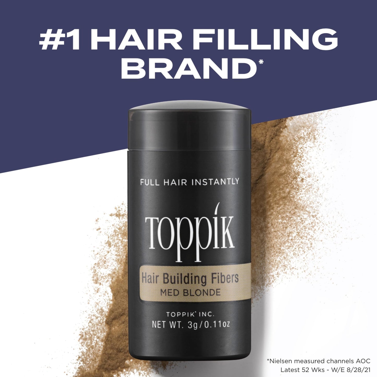 Toppik Hair Building Fibers, Medium Blonde, 3g Fill In Fine or Thinning Hair, Instantly Thicker, Fuller Looking, 9 Shades for Men & Women, Keratin Protein Formula