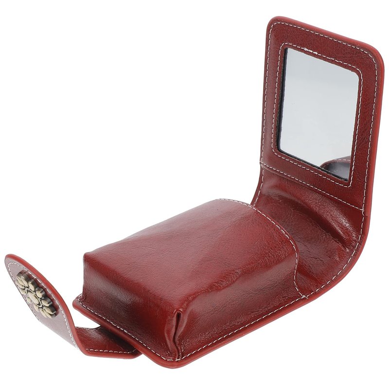 VALICLUD Lipstick Storage Bag with Built-in Mirror Portable Leather Lipstick Organizer Pouch Compact 3.93X2.75X1.18In Travel Cosmetic Case for Purse