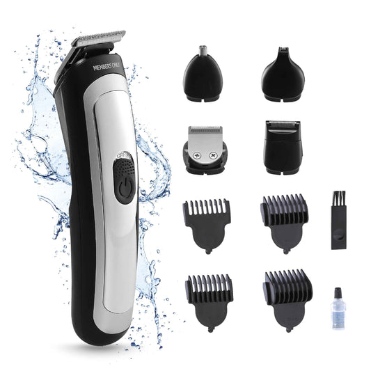 Members Only Trimmer for Men, Premium Lithium Cordless Hair and Beard Kit, 5 Interchangeable Heads, Smart LED Power Display, USB Rechargeable Battery, 4 Trimmer Guides