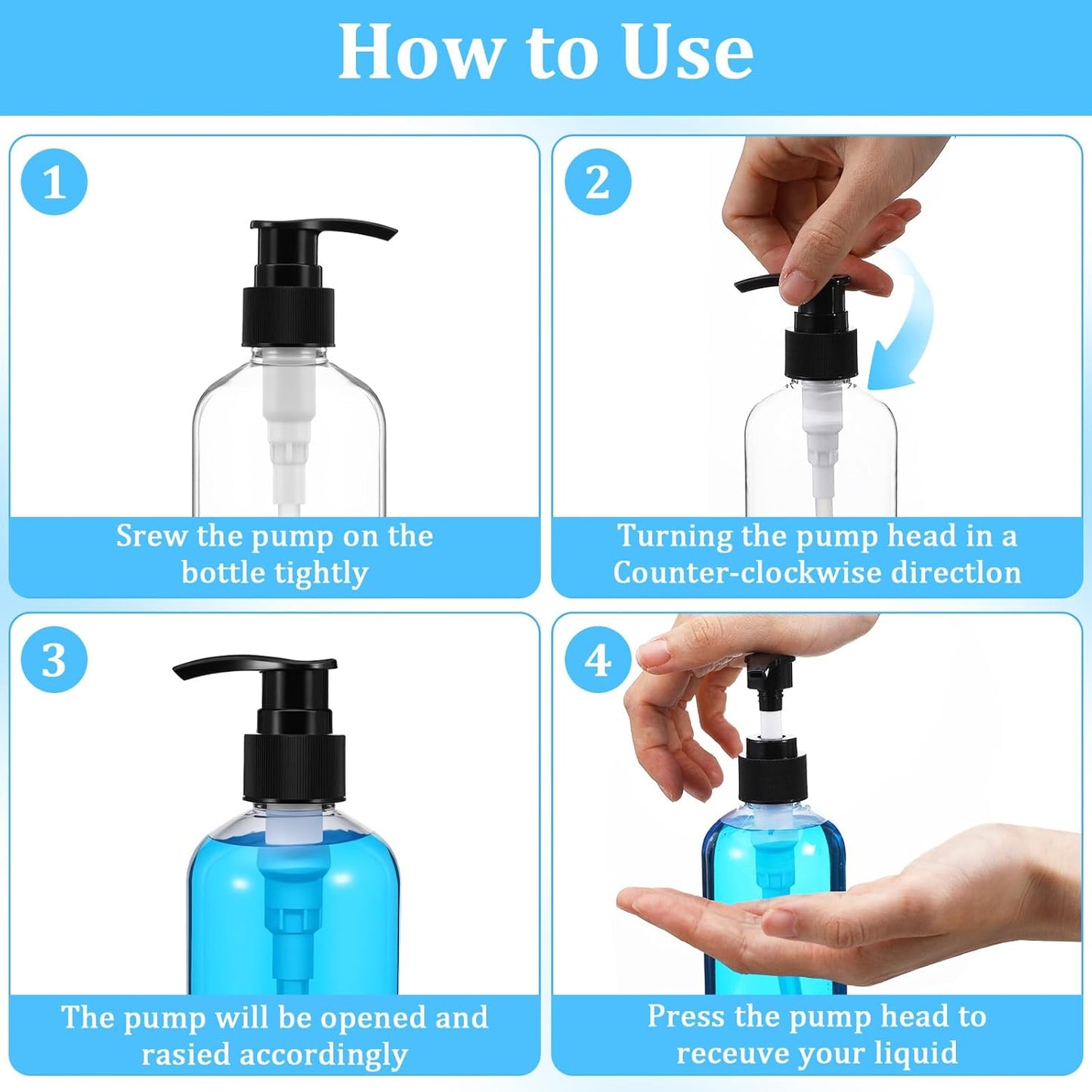 Clear Plastic Pump Bottles - 40 Pcs Refillable 8 oz Lotion Dispenser Set with Black Pumps & Funnels | Ideal for Shampoo, Body Wash, Cream & Liquid Soap