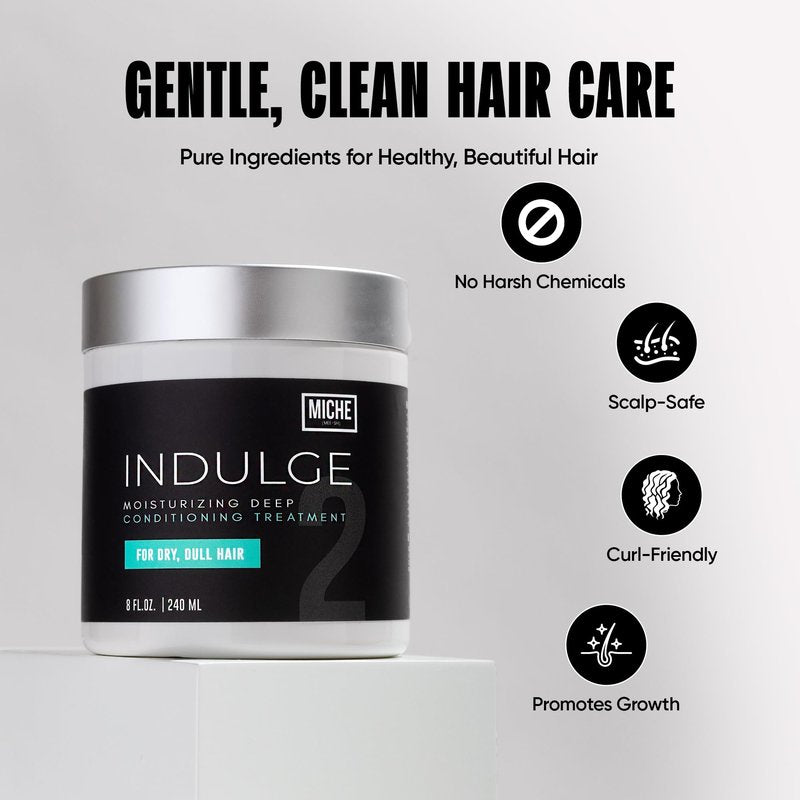 Miche Indulge Hair Conditioner 8oz Deep Conditioner for Curly Hair Treatment for Dry, kinky and curly Damaged & Color Treated Hair Repair, Nourish & Hydrate with Hair Mask 8oz