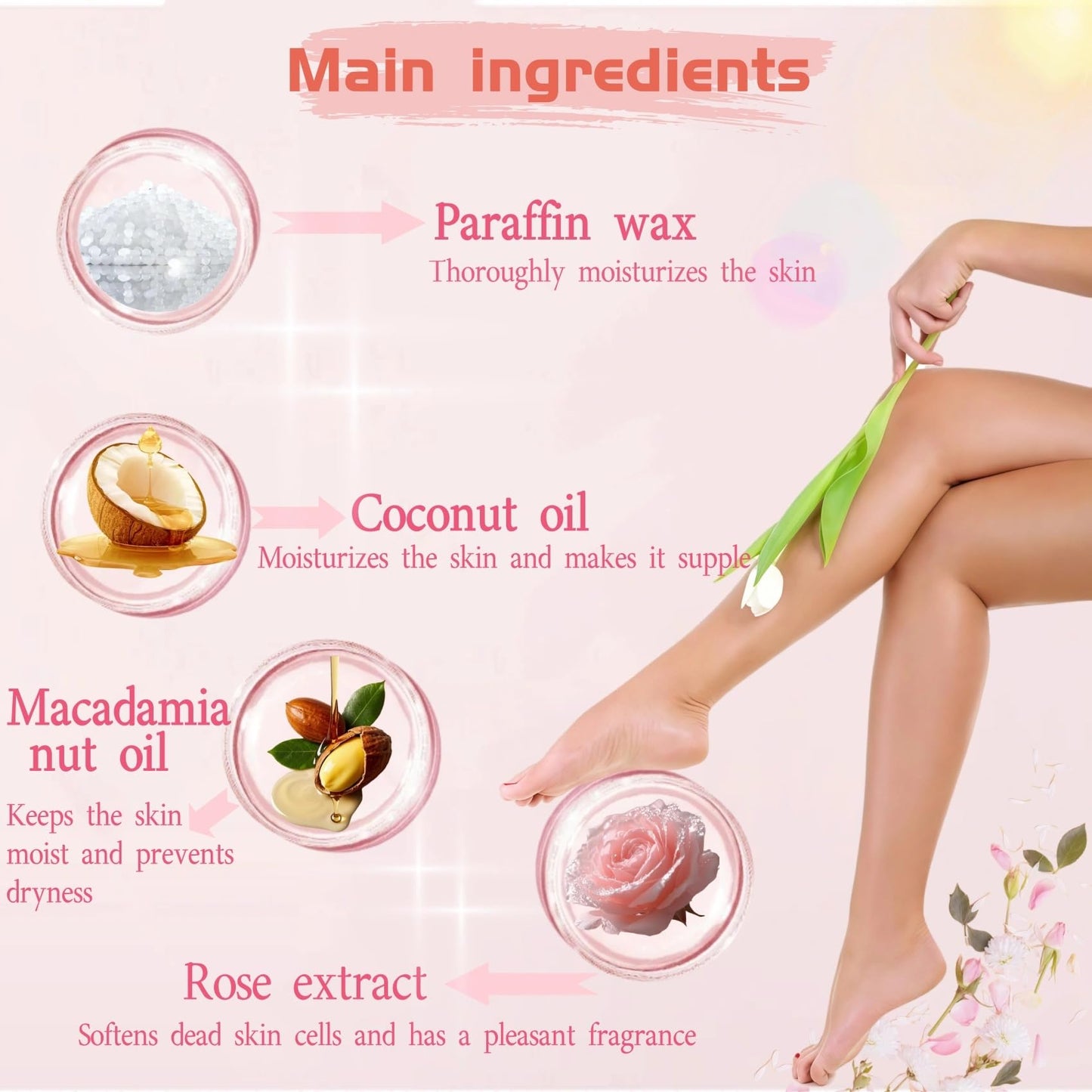 4 Pairs Paraffin Wax Gloves & Socks Set，Spa and Home Paraffin Wax for Hand and feet，Rose
