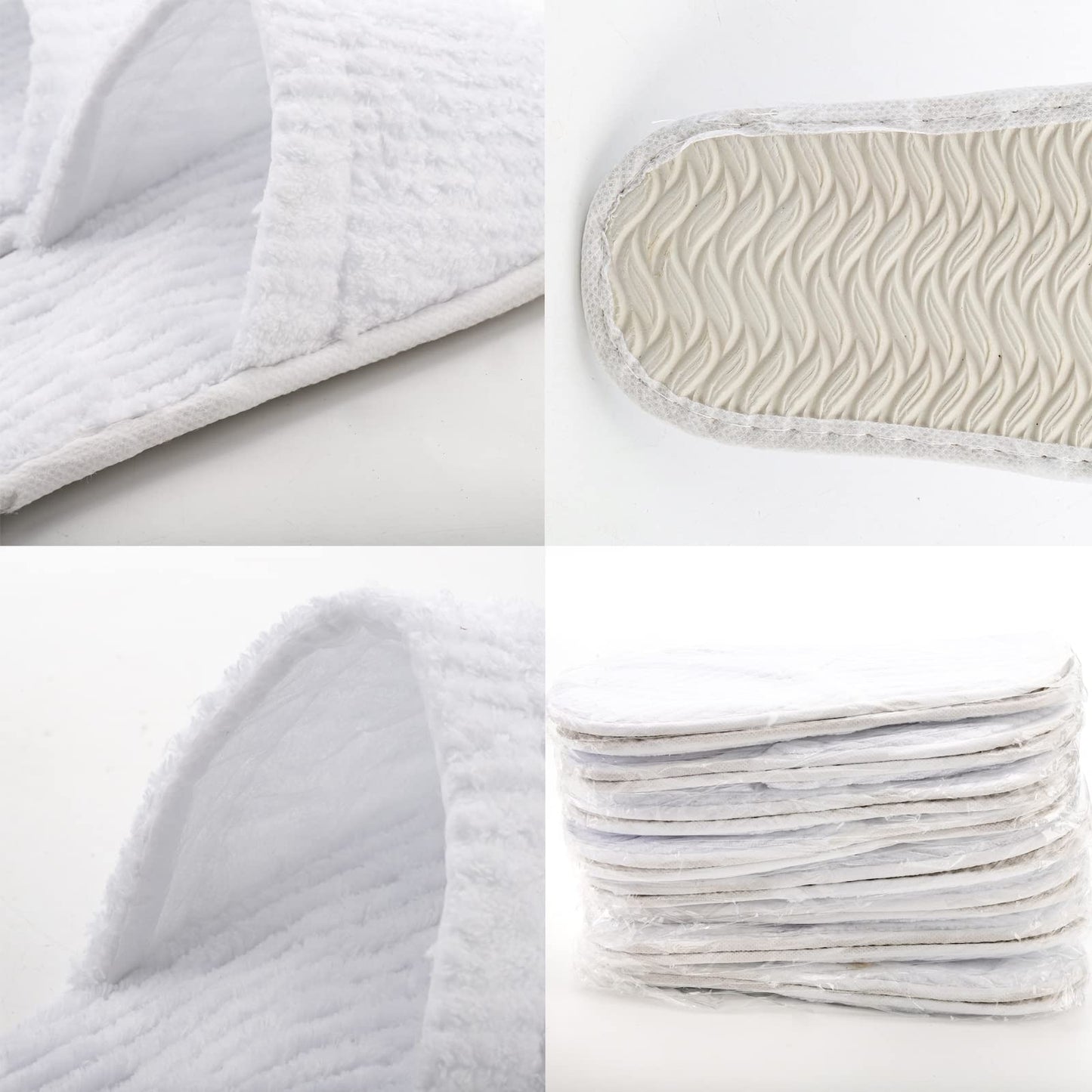 Frcctre 20 Pairs White Disposable Slippers, Closed Toe Soft Coral Fleece SPA Slippers for Women and Men, Comfortable Non-Slip Disposable Slipper for Travel Guests Hotel Home Salon