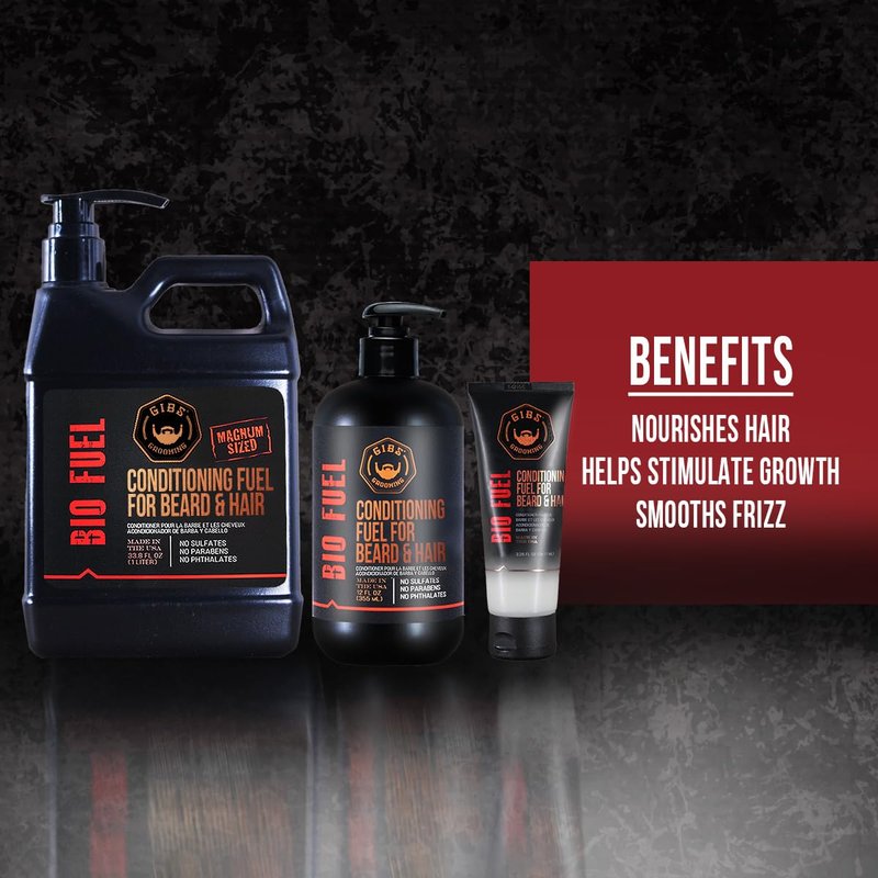 GIBS Grooming Bio Fuel - Conditioning Fuel for Beard & Hair Growth (3.25 oz) Mango Butter, Saw Palmetto, Dragon's Blood - Caffeine & Biotin - Hair Conditioner & Beard Conditioner for Men - Made in USA