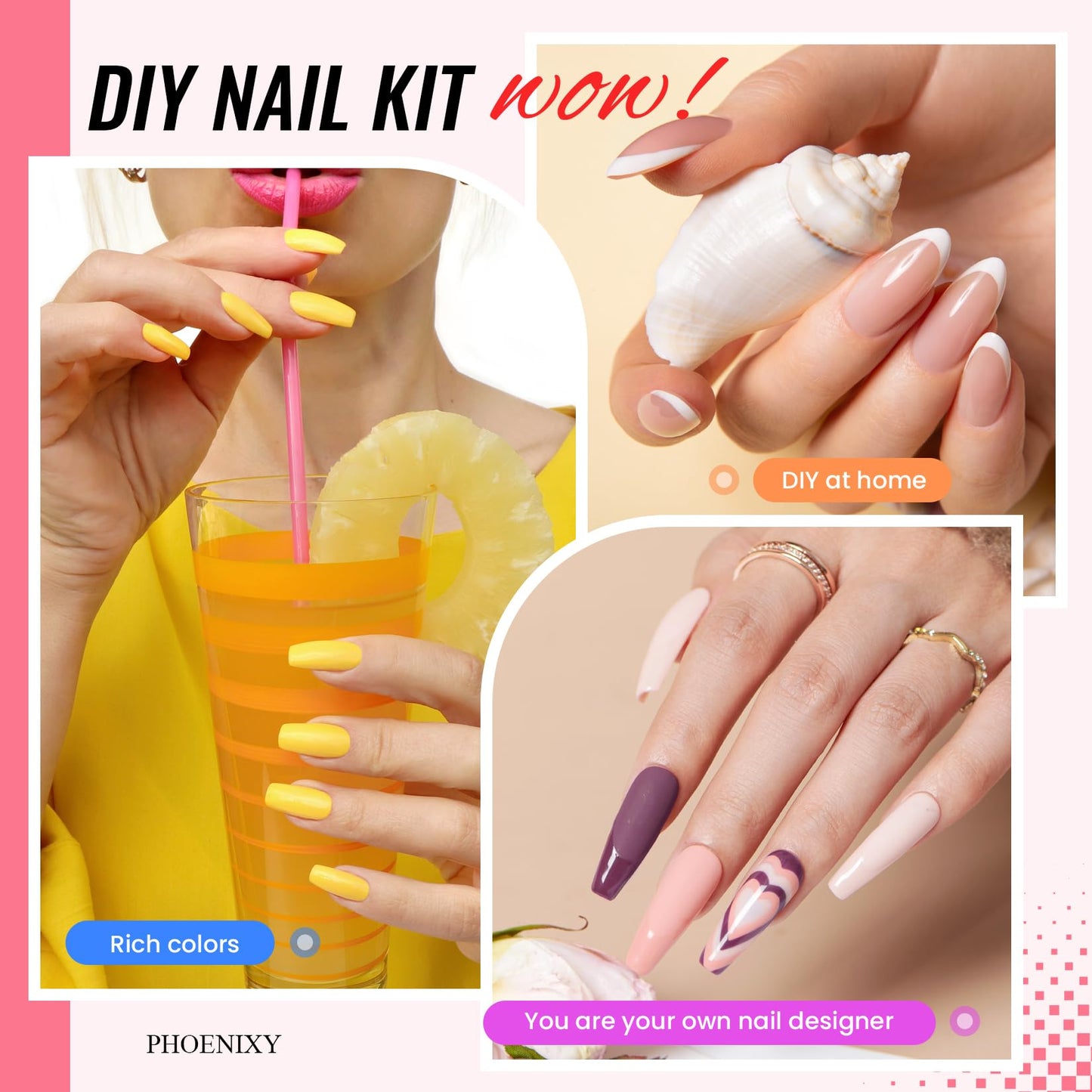 phoenixy Gel Nail Polish Kit with UV Light, 51Pcs Gel Nail Kit 35 Colors Gel Polish 5Pcs Base Top Coat All-Inclusive Manicure Set for Beginners DIY Home Nail Art Gift for Women and Girls