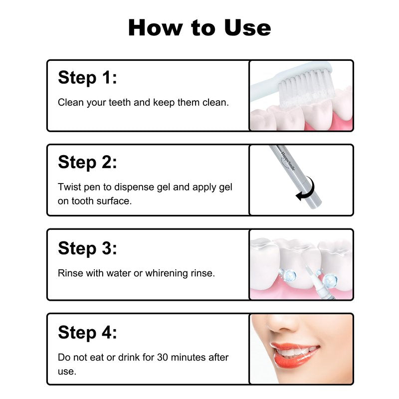 HappySmile Premium Teeth Whitening Pen Set of 3 - Achieve a Brighter Smile, Easier Than Strips or Other Whitening Kits - Professional Results, Gentle on Sensitive Teeth