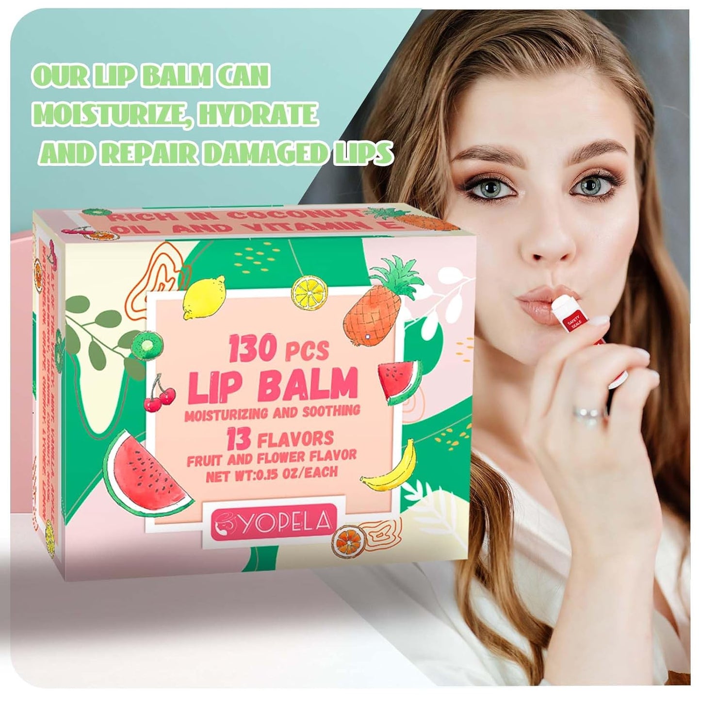 Yopela Natural Lip Balm Bulk - 130 Pack with Vitamin E & Coconut Oil | Moisturizing & Soothing 0.15 Oz