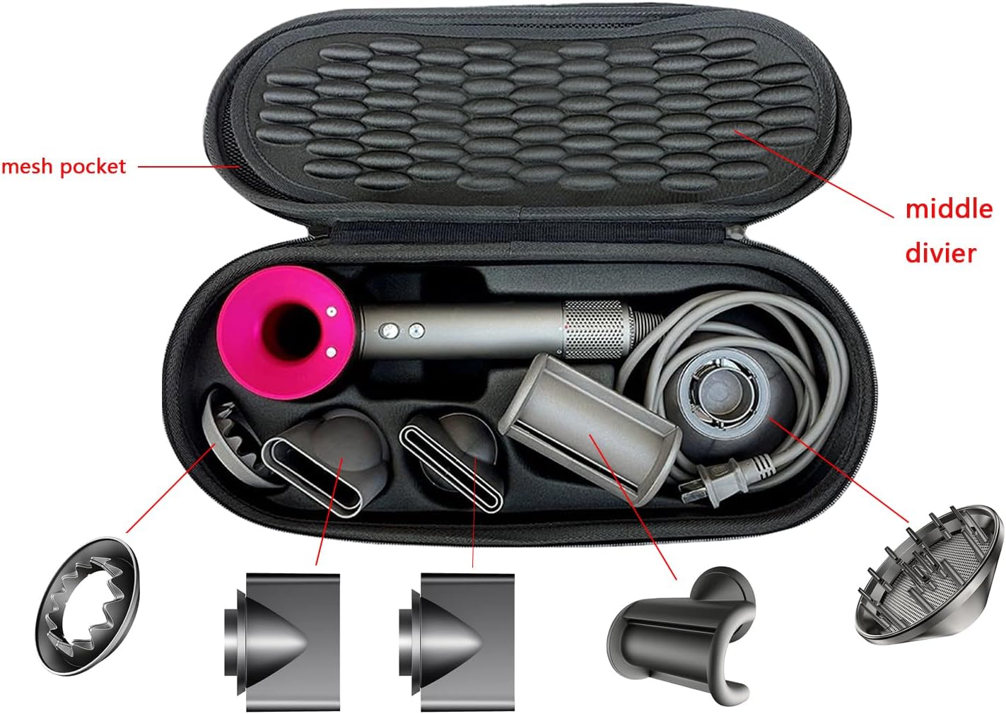 Dyson Hair Dryer Travel Carrying Case - Compatible with HD15, HD08, HD07, HD03, HD01 | Grey
