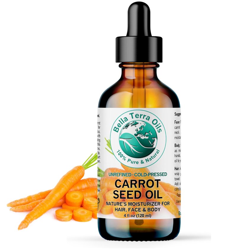 Bella Terra Oils - Organic Carrot Seed Oil 8 oz - Not Just for Tanning, Packed with Antioxidants, Cold-Pressed for Ultimate Skin Embrace & Natural Shine