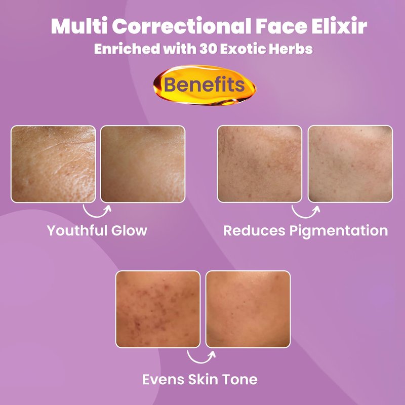 WILD OAK Organic Multi Correctional Face Elixir | Kumkumadi | Made using 3000 Years Old Formulation and 8 days process | High Potent 75g Saffron/1ltr & 30 Exotic Herbs | 0.67 fl oz