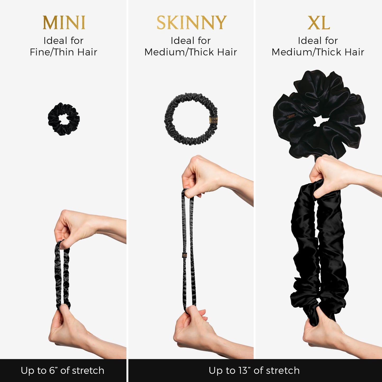 Mulberry Silk Skinny Hair Match Scrunchies for Women, Anti-Breakage Hair Ties for Curly, Thick & Thin Hair, 100% Silk, Satin Hair Scrunchies for Buns & Ponytails, Brown/Medium/Deep Brunette, 4-Pack