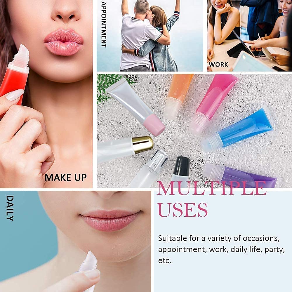 Lip Gloss Tubes - 100 Pack 10ml with Pink & Blue Caps | Perfect for DIY Projects
