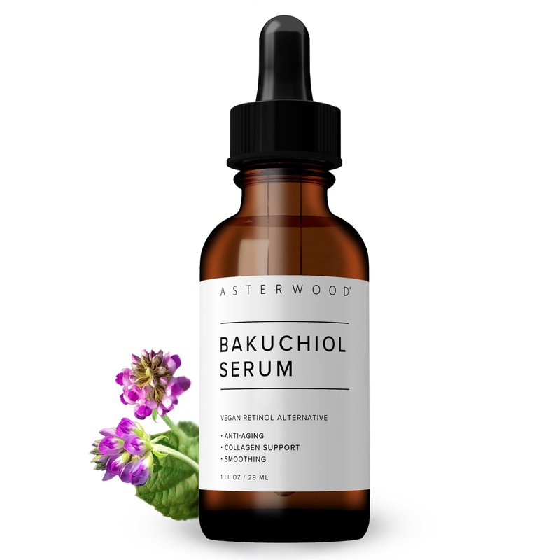 Asterwood Bakuchiol Serum for Face - Retinol Alternative - Plumping, Anti-Aging, Wrinkle Reducing - Fragrance-Free - 2 Fl Oz