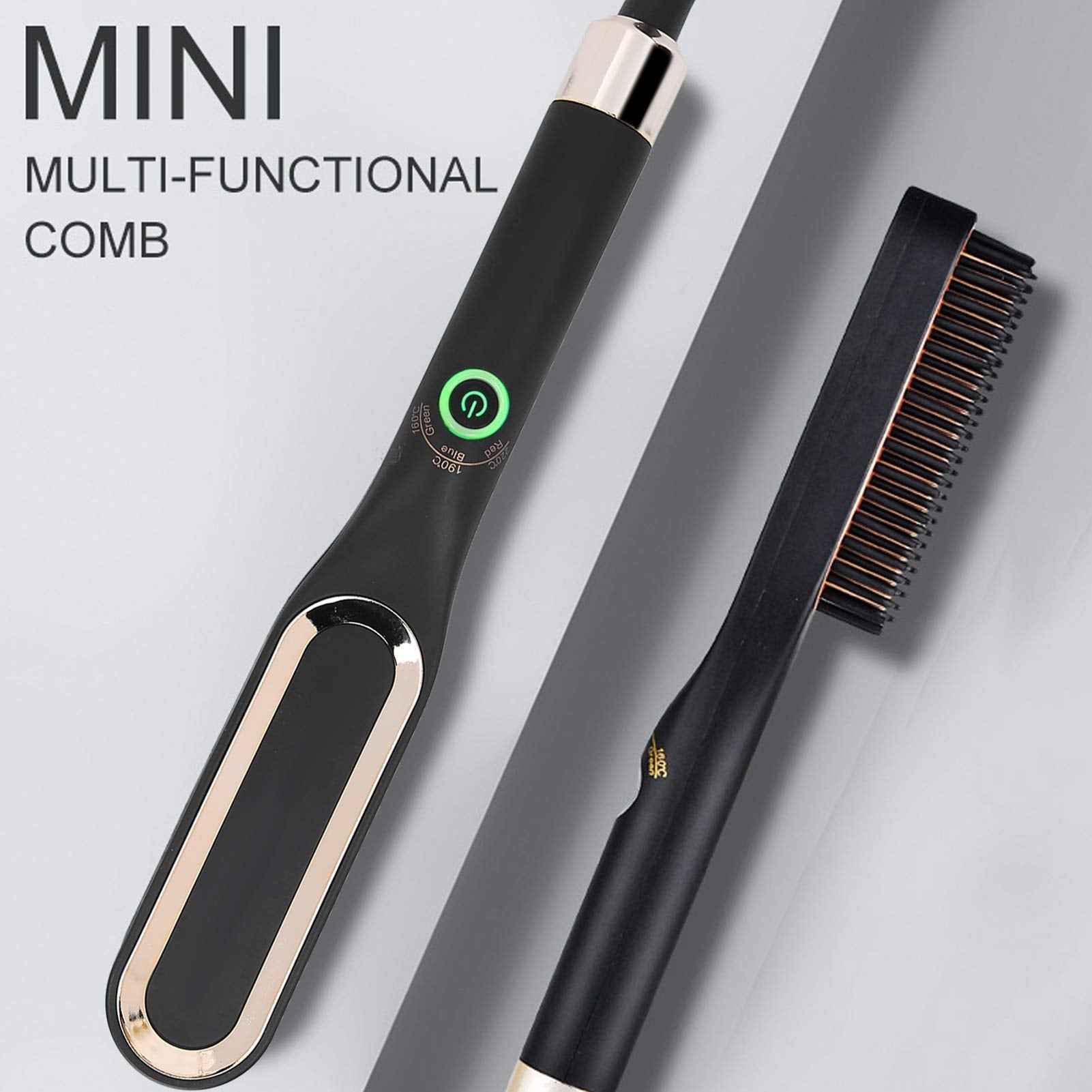 Multifunctional Beard Straightening Comb - Electric Hair Straightener for Styling and Grooming (US Plug)