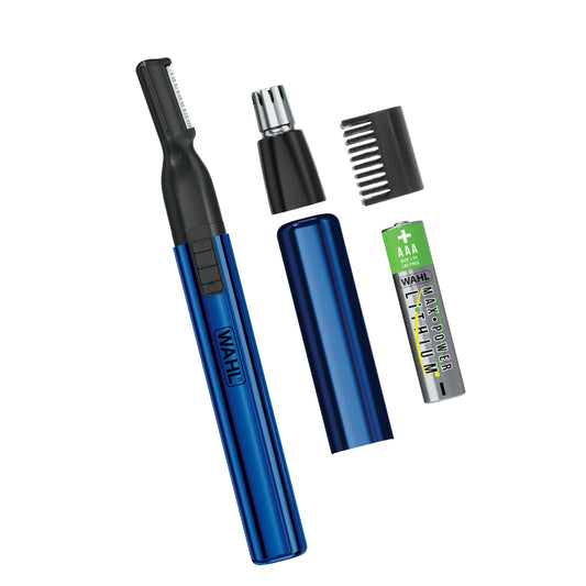Wahl Lithium 2 in 1 Battery Pen Detail Touch Up Trimmer for Nose, Ear, Neckline, Eyebrow, & Other Detailing - Blue - by The Brand Used by Professionals - Model 5643-200