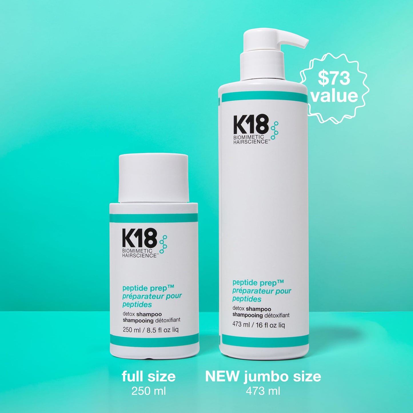 K18 Peptide Prep Detox Shampoo - Color Safe Clarifying Shampoo for Build Up Removal - Gently Removes Dirt, Oil + Metals from Hard Water with Activated Charcoal + Salicylic Acid (16 Fl oz)