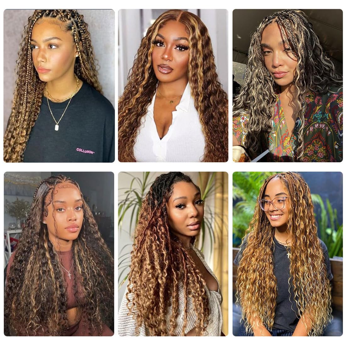 Deep Wave Bulk Bundles Human Hair for Braiding Crochet Hair for Bohemian Box Braids DSEKCAIN Highlight 100 Grams (2 of 50g)16 inch P4/27#