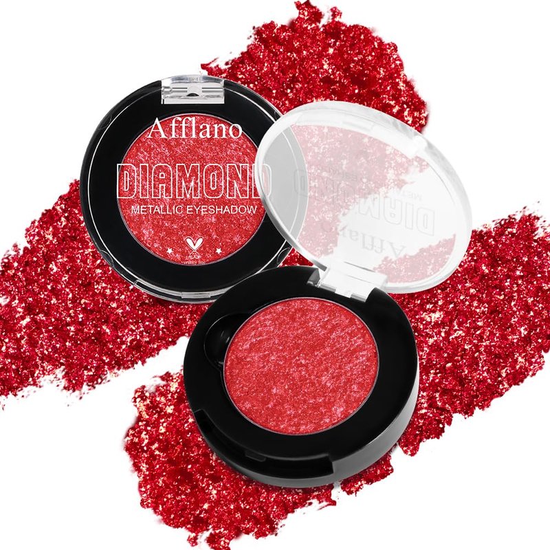 Red Glitter Eyeshadow - Highly Pigmented Shimmer Makeup for Bold Looks | Long-Lasting Waterproof Burgundy Fine Glitter