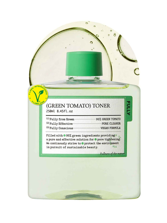 FULLY Green Tomato Toner, Pore Tightening with 95% Green Tomato Extract and VIT C, Skin Soothing and Hydrating, Fragrance Free, Vegan & Dermatologically Tested, 8.45 fl.oz