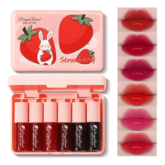 Yishifa 6 Colors Lip Tint Stain Mini Liquid Lipstick, Korean Lip Gloss Moisturizing Natural Velvet Lip Tint, Waterproof Longwear Liquid Blush & Lip Stain, Vivid Color Lip Blush Tint Makeup