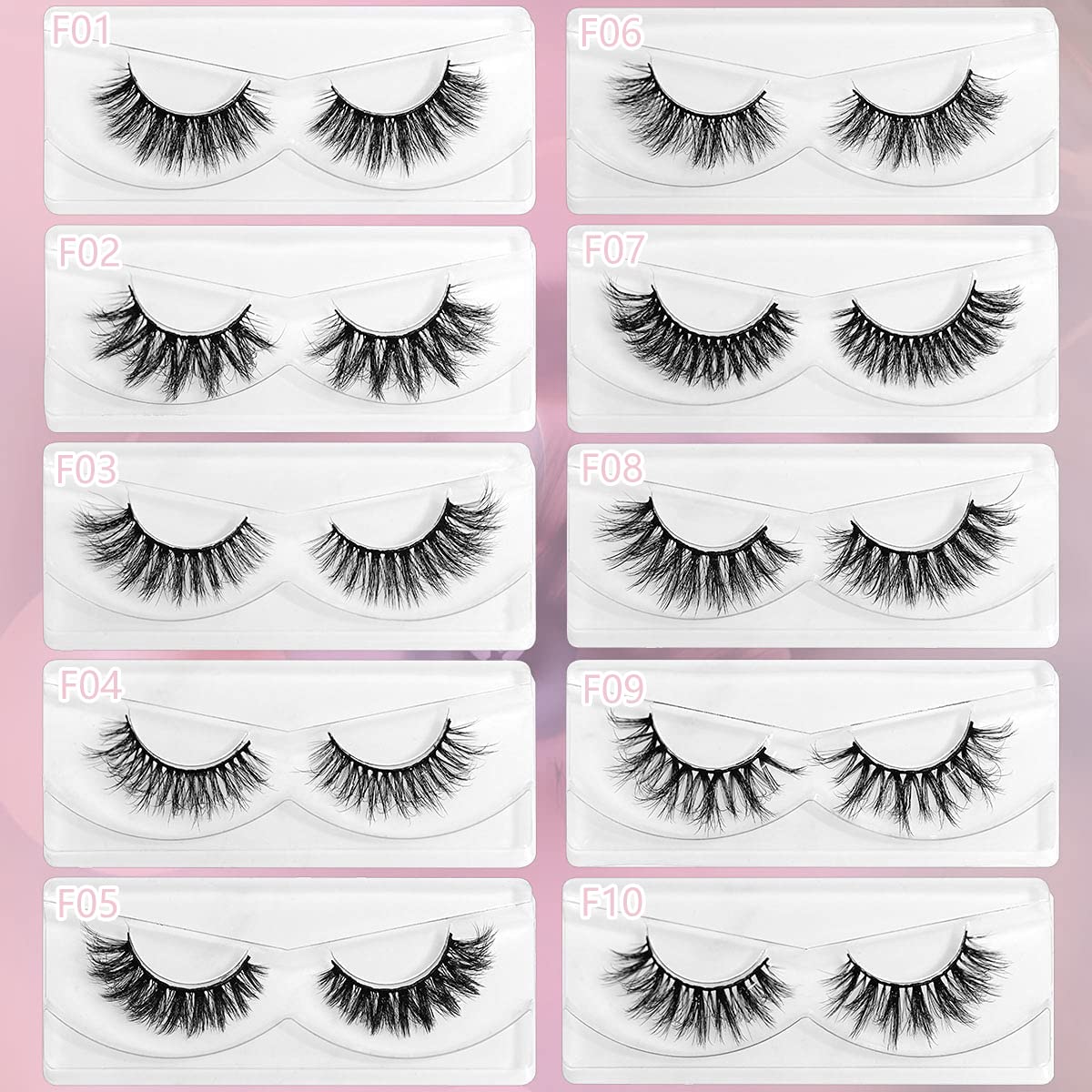FARRED Wholesale Fluffy Dramatic Bulk Lashes Mix 10 Styles 30 Pairs Pack Individual Box 10-18mm Volume Faux Mink Eyelash Thick 8D Fake Lash Short Natural Look Wispy Eyelashes (style i-30 pairs)