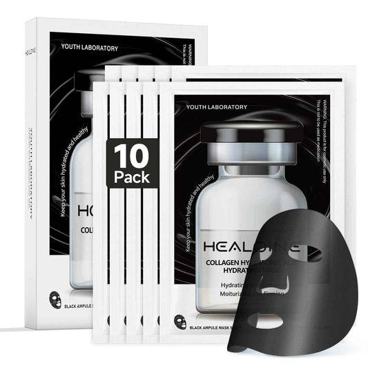 HEALOINE Deep Collagen Face Mask with Hyaluronic Acid, Overnight 500ppm High Concentration Hydrolyzed Collagen Mask, Firming Korean Face Mask for Women 30g*10ea