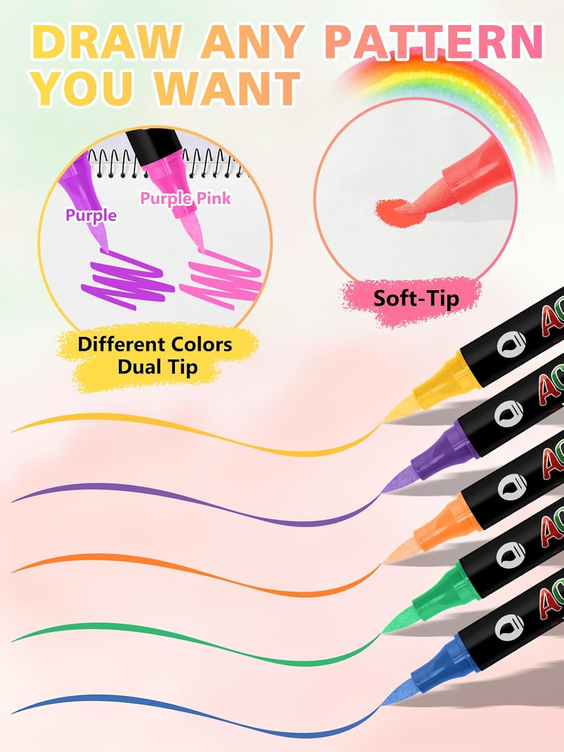 Nail Art Pens Set - 48 Colors 3D Acrylic Quick-Drying Dual-Tip Dotting Liner | 24 Count for Home & Salon DIY