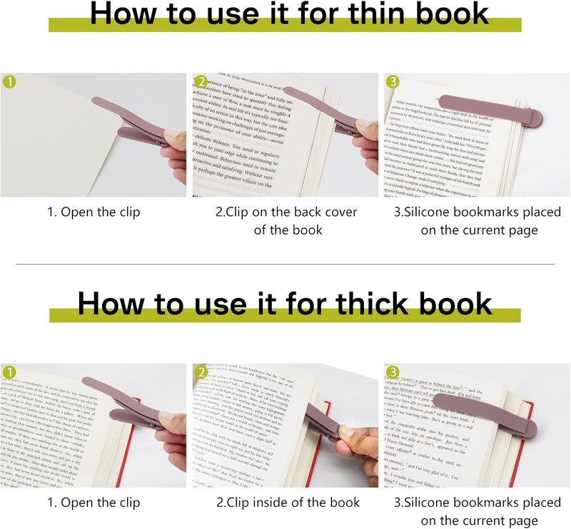 Automatic Silicone Bookmark Set - 3 Unique Page Keepers for Reading Lovers | Perfect Gift for Kids, Teachers & Adults