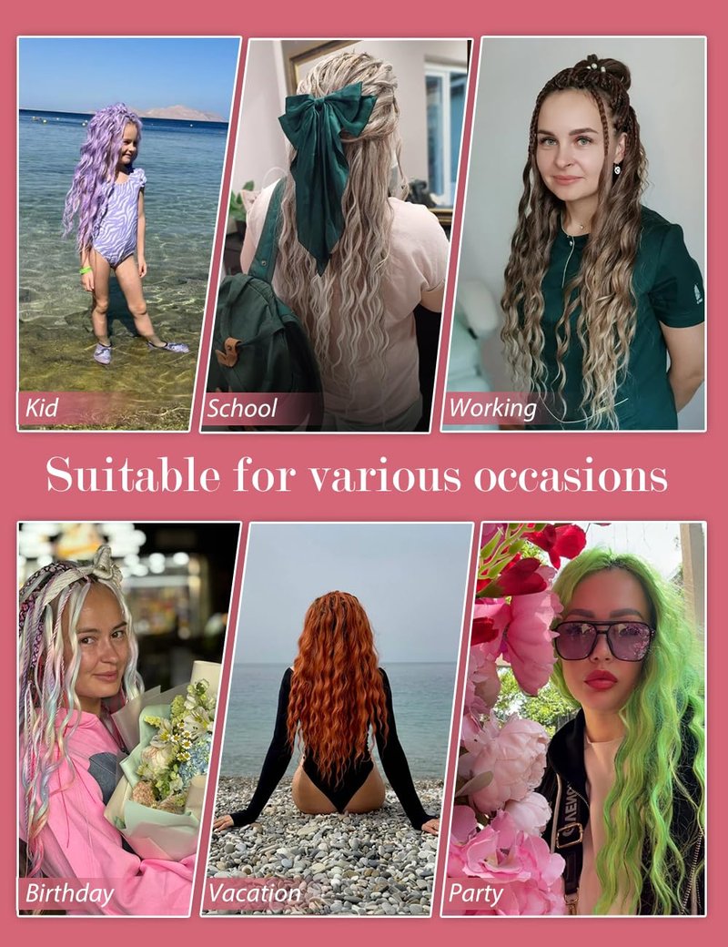300g Curly Braiding Hair Off Black to Purple to Grey Ocean Wave Crochet Hair Long Synthetic Loose Deep Wavy Twist Hair for Boho Braids