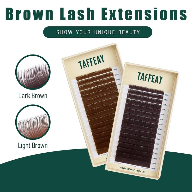 Colored Lash Extensions - Individual Cashmere Eyelash Extensions | Mixed Length 8-15mm, C/D/CC Curl, Dark Brown 0.05