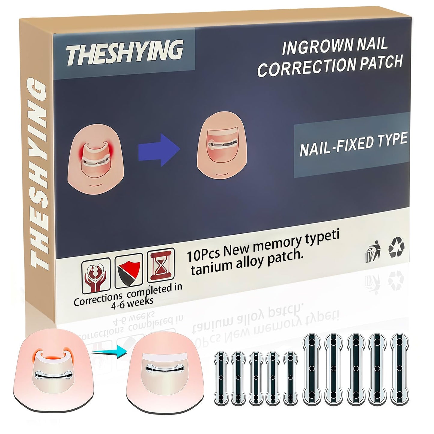 Titanium Alloy Ingrown Toenail Treatment for Curly Ingrown Toenail Corrector - Home Use arc Ingrown Toenail Removal Kit,Men, Women and Curled Toenail Corrector
