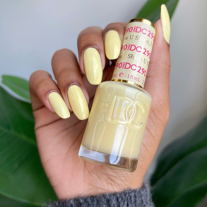 DND DC Gel Polish Set, Yellow Collection, UV/LED Gel Polish and Air Dry Nail Lacquer, Matching Chip-Free Polish Duo, 290 U Shine, I shine, 0.5 Fl Oz