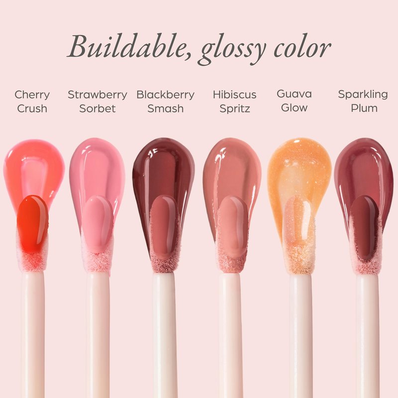 PÜR MINERALS Glossy Lip Tint, Plumping Tinted Lip Oil, Blackberry Smash (Deep Berry) - Hydrate & Plumps with Buildable, Non-Sticky & High Shine Formula - Jajoba Oil, Vitamin E & Pomegranate Extract