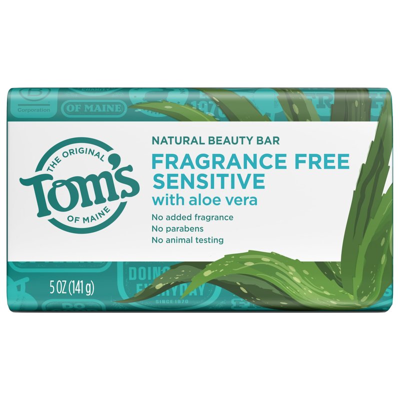 Tom’s of Maine Natural Beauty Bar Soap For Women and Men, Fragrance Free, Sensitive Skin, 5 oz Bar (Pack of 6)